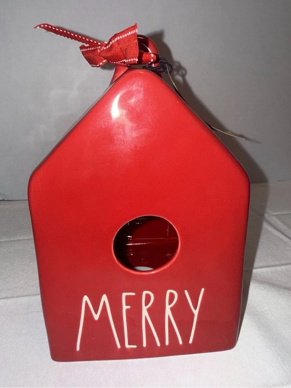 Rae Dunn Red 'Merry' Holiday Birdhouse Decor